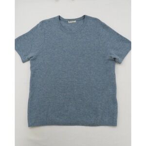 Marine Layer Re-Spun Merino Wool Blend Short Sleeve Sweater Blue Mens XL